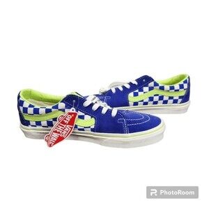 NEW Vans Mens Sk8 Low Top Checkerboard Blue Suede Green Leather Sneakers 9.5